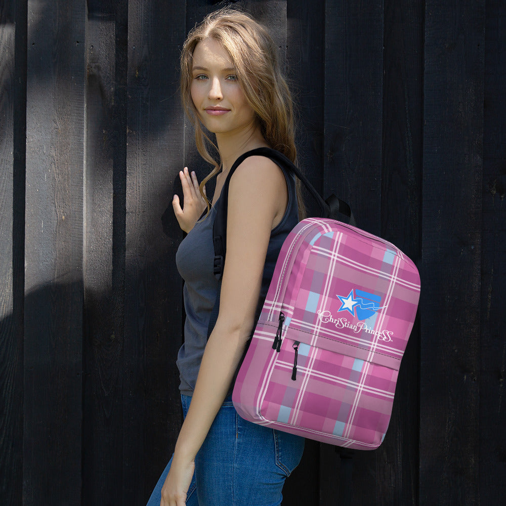Christian Princess TM pink plaid Backpack free shipping to U.S.