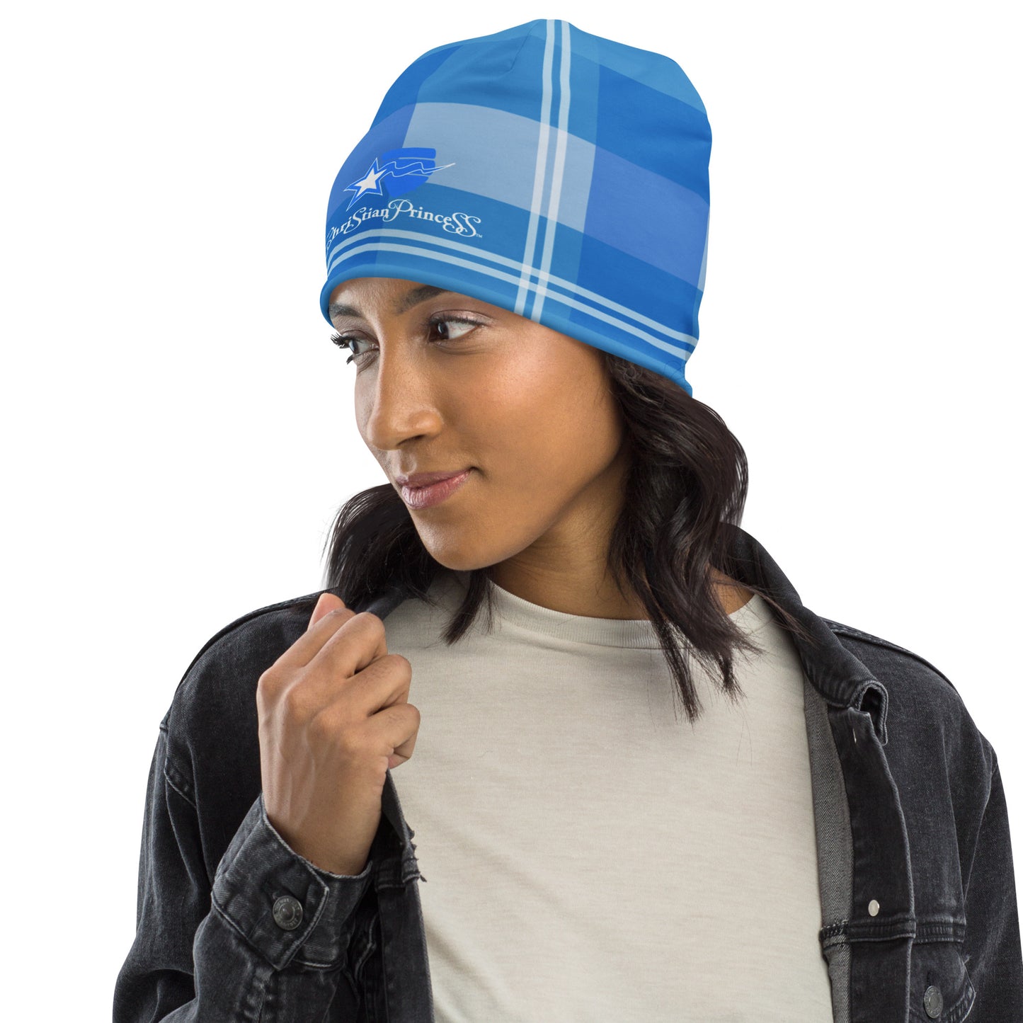 Christian Princess blue plaid Beanie
