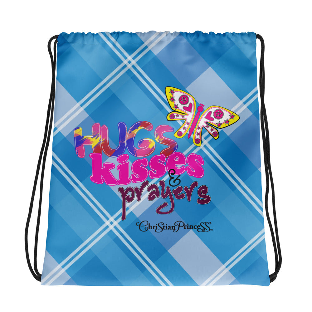 Hugs kisses and prayers Christian Princess Drawstring bag