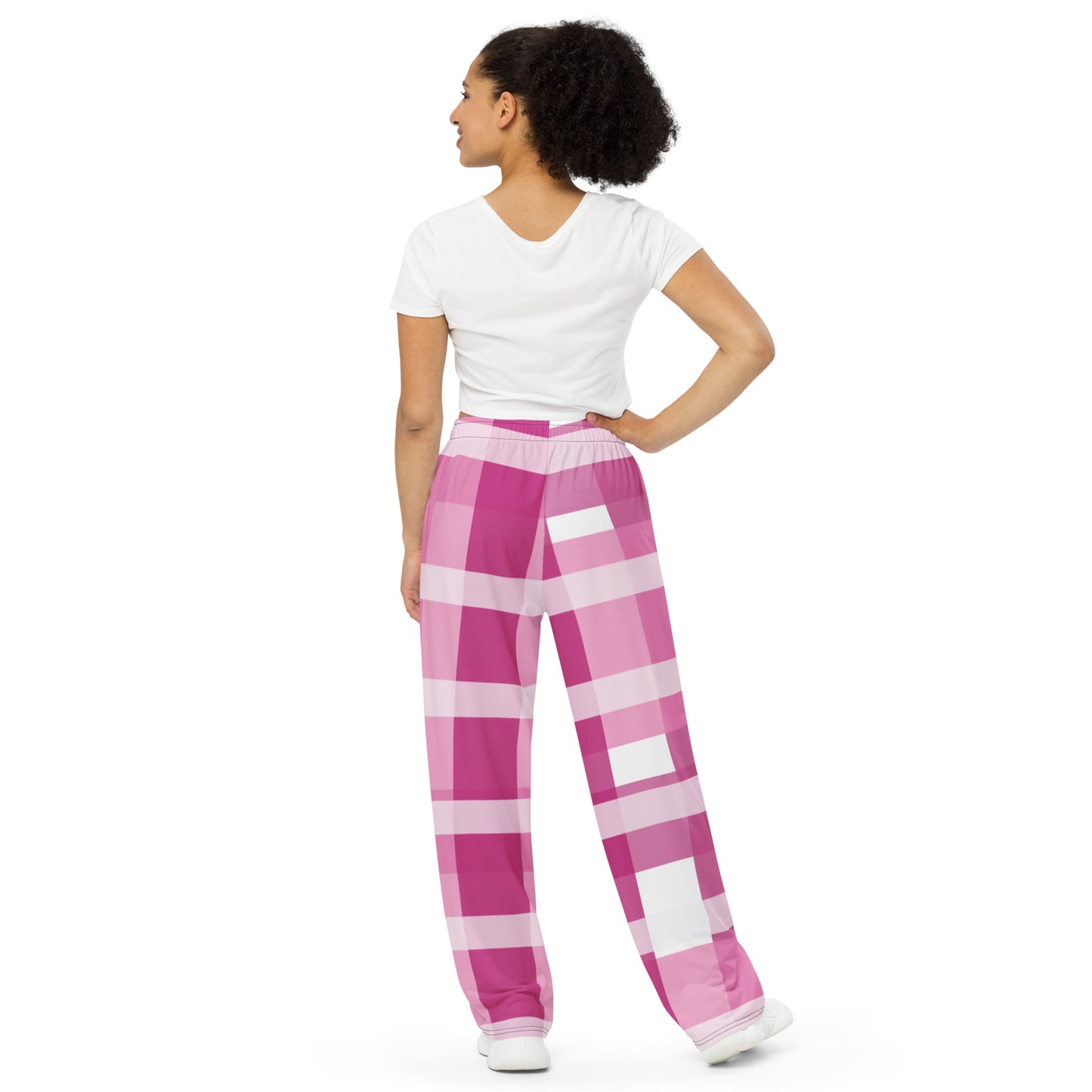 Christian Princess pink plaid unisex wide-leg pants