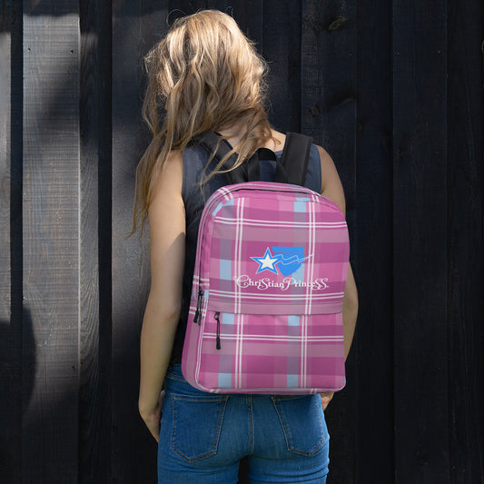 Christian Princess TM pink plaid Backpack free shipping to U.S.