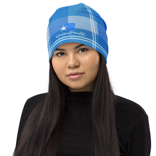 Christian Princess blue plaid Beanie