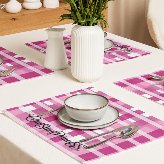 Christian Princess pink plaid Placemat Set