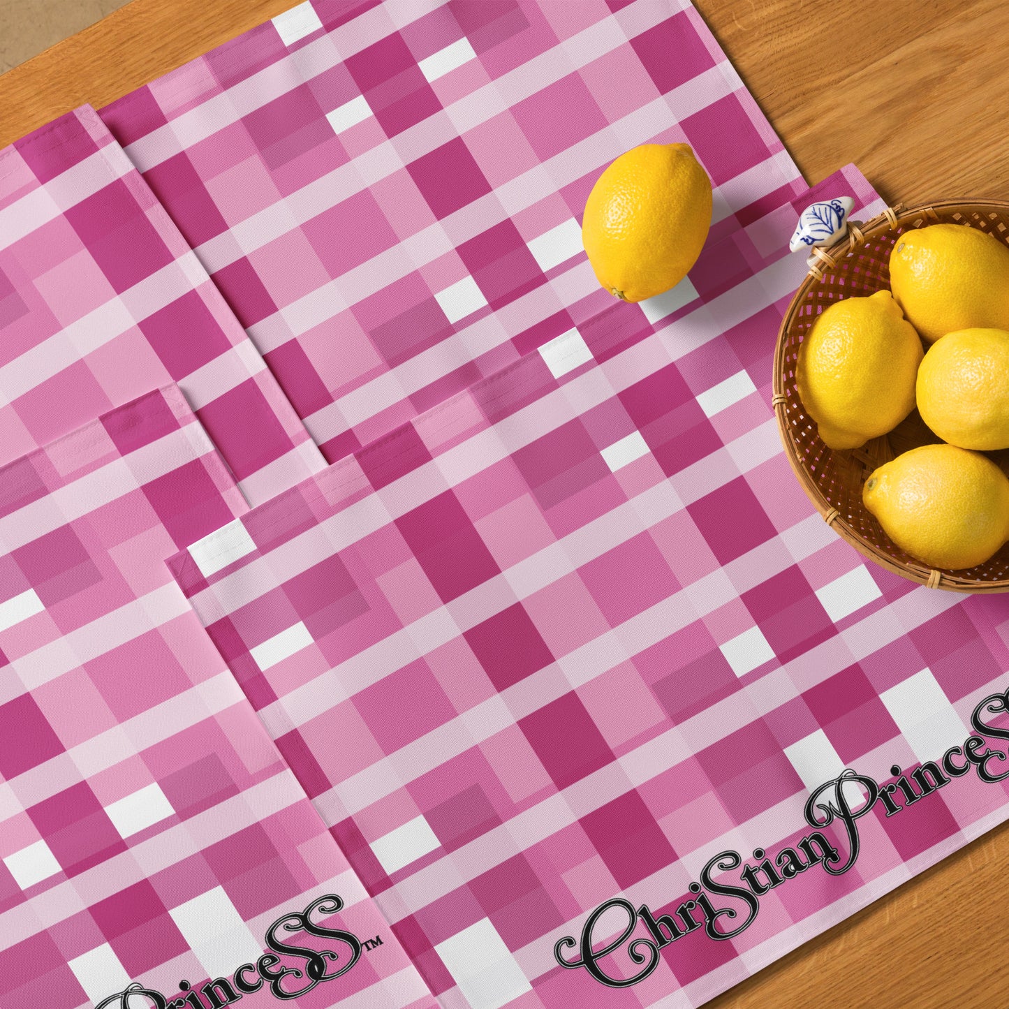 Christian Princess pink plaid Placemat Set